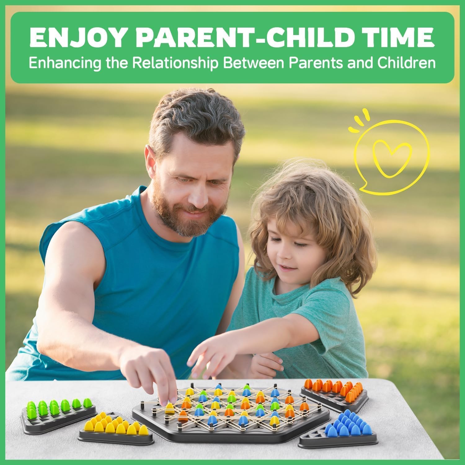 UCRAVO Chain Triangle Strategy Board Game, STEM Learning Geoboard Puzzle for Kids & Adults, Educational Brain Teaser Toy, 2-4 Players Family Fun Night Party Game