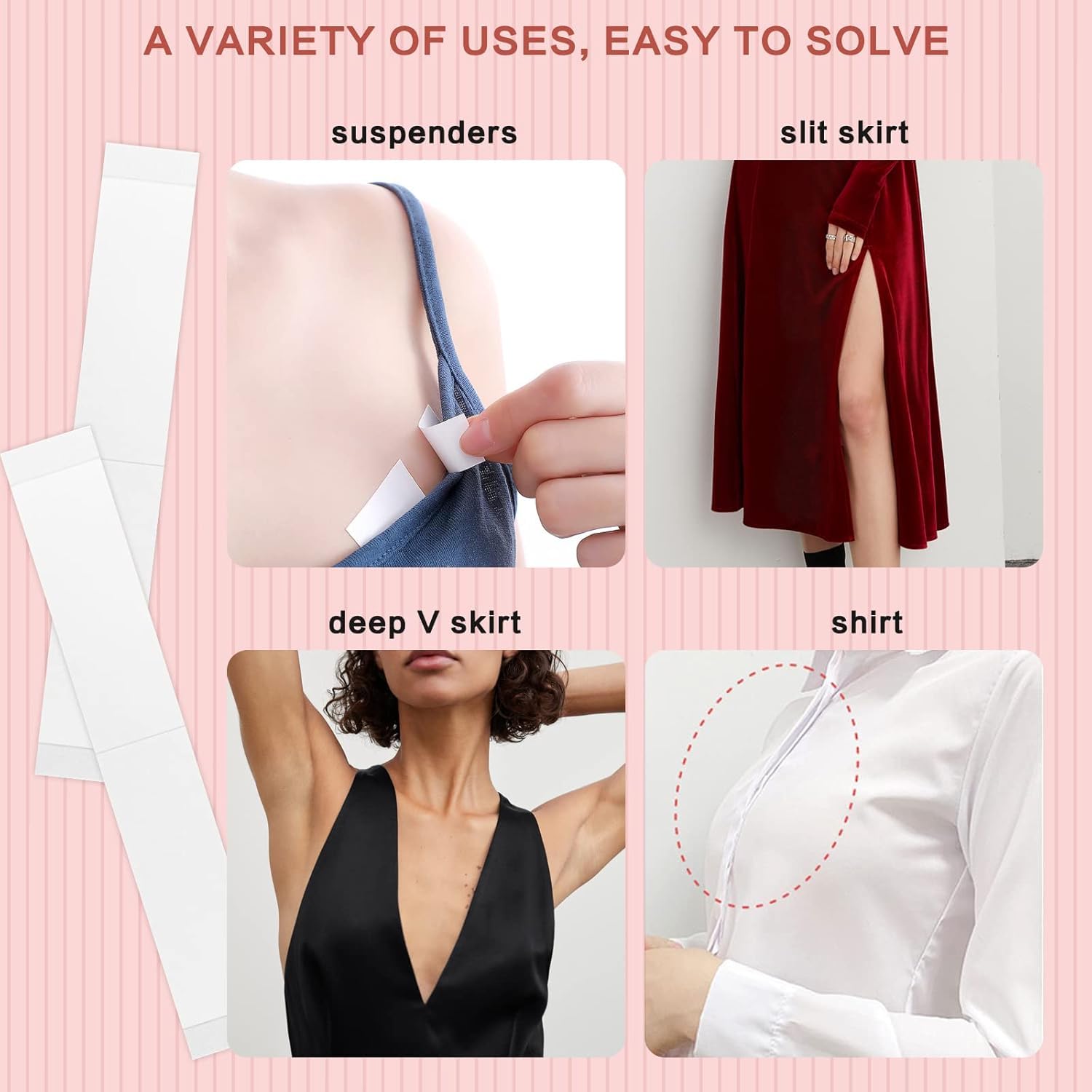 UCRAVO Double-Sided Body Tape for Women - Invisible Fashion Tape, Bra Sticker Tape, Clothing & Dress Adhesive, Transparent Skin Tape for Body, No Show Stickers for Clothes & Fashion