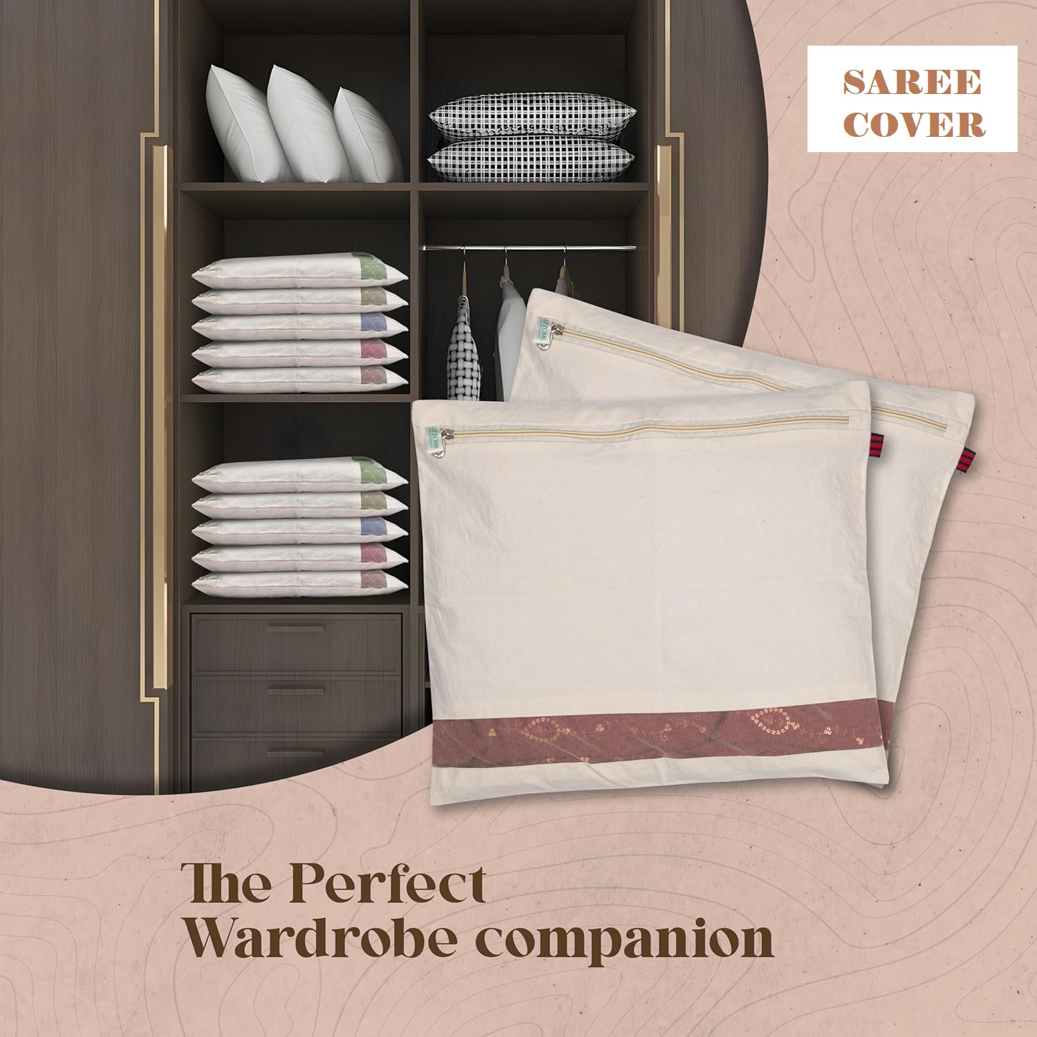 UCRAVO Pack of 6 Saree Bags Single Packing Saree Cover with Zipper Clothes Bags for Storage Mesh Window Cloth Storage Bags Set | Clothes Bags and Wardrobe Organizer with Transparent mesh window Set