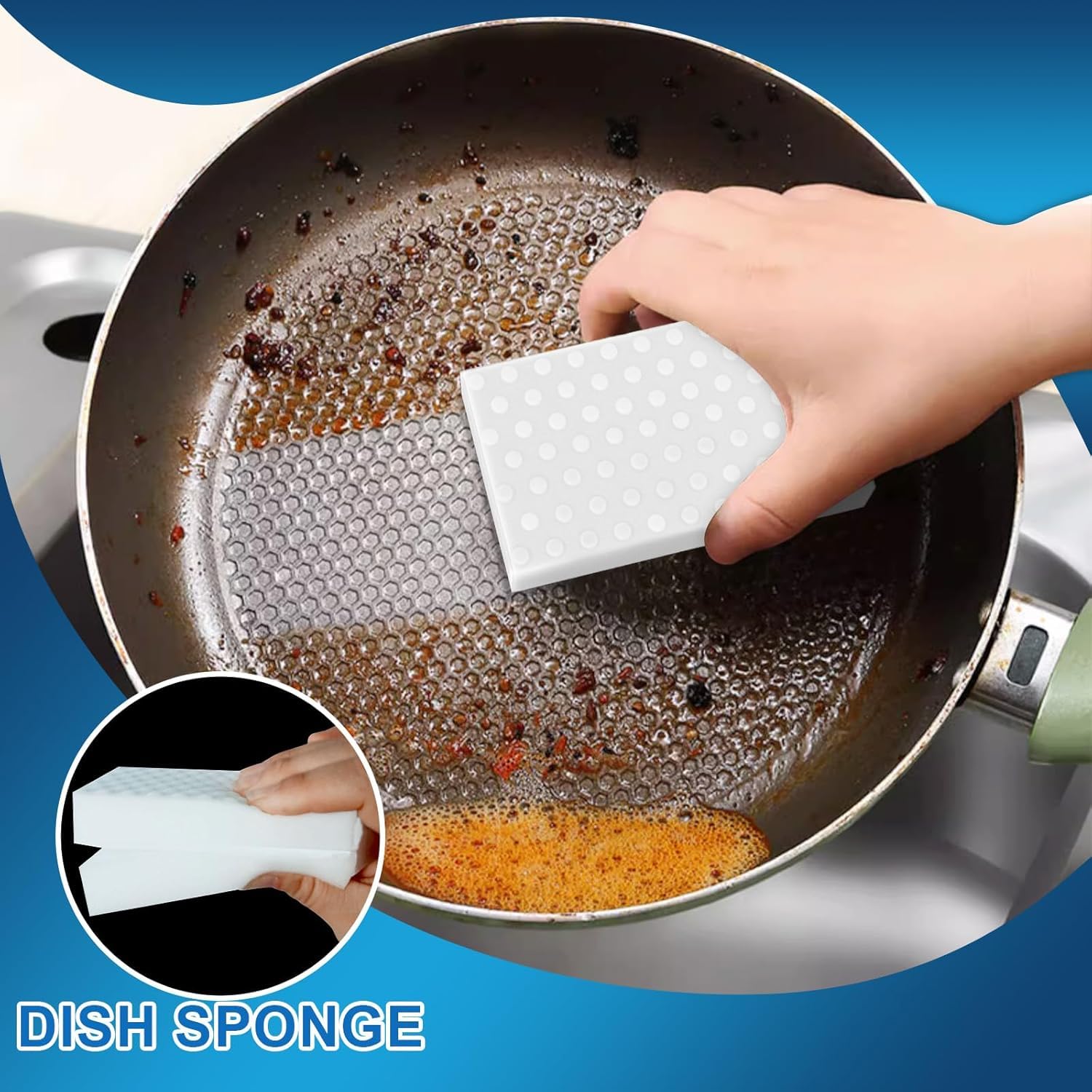 UCRAVO Magic Eraser Cleaning Sponge Pack of 6 No Scratch Multi-Surface 4X Stronger Removes 100+ Tough Stains Long Lasting Just Add Water, Kitchen Accessories Items for Home, Bathroom & Switch Boards