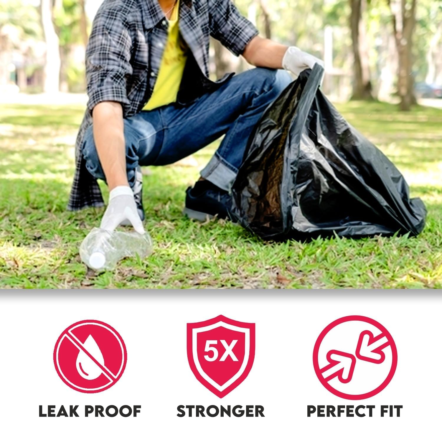 UCRAVO Garbage Bags Small Size 17 x 19 Inch, Pack of 6 Rolls (180 Bags) | Extra Strong Disposable Dustbin Bags for Home, Kitchen, Office, Bathroom | Leak Proof,Durable Black Garbage Covers,Kachra Bag