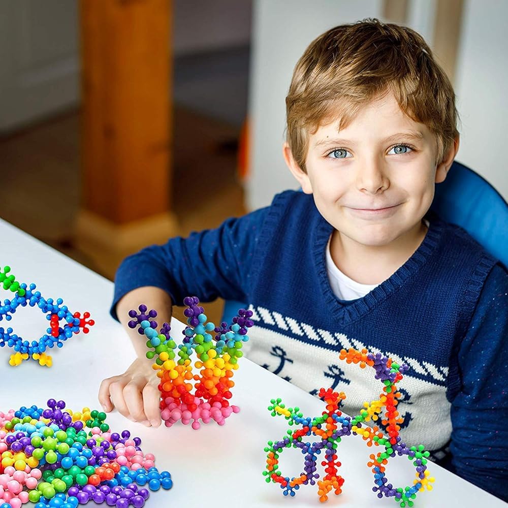 UCRAVO 25 Pcs Star Links Building Blocks Discs Set Interlocking Solid Plastic Building Blocks Set Stem Educational Toy for Kids Safe Learning Promotes Fine Motor Skills Sensory Development