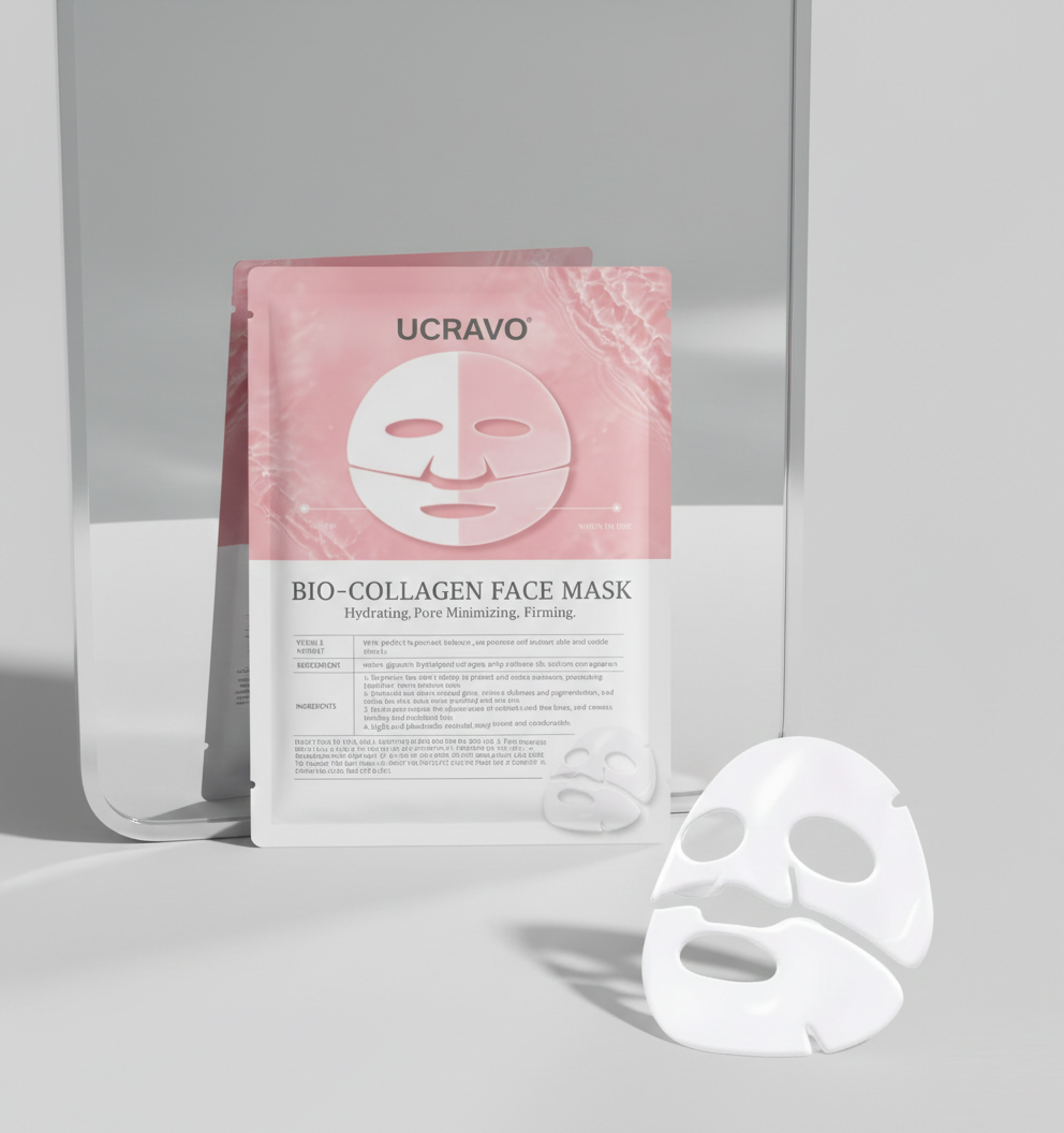 UCRAVO Bio-Collagen Real Deep Mask,Collagen low Up Mask,Collagen Face Mask Overnight,Korean Anti Wrinkle Lifting Face Mask, Elasticity Improvement, Creating Glass Skin