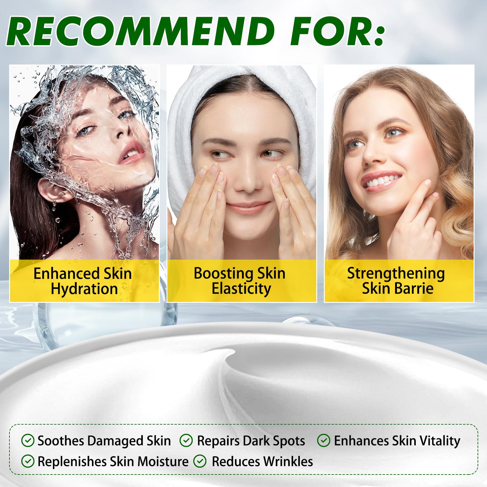 Snail Mucin 92% Repair Serum Cream - Face Moisturizer Hydrating Anti Age Firming Wrinkle Reduction Daily Repair Snail Mucin Face Cream for Dry & Sensitive Skin, All Skin Types-100 g/3.52 oz