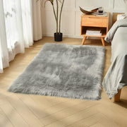 UCRAVO Grey Soft Faux Fur Area Rug | Fluffy Shaggy Carpet for Bedroom & Living Room | Plush Decorative Floor Mat | Cozy Washable Non Slip Rug for Kids Room, Sofa Side & Home Interior Decoration