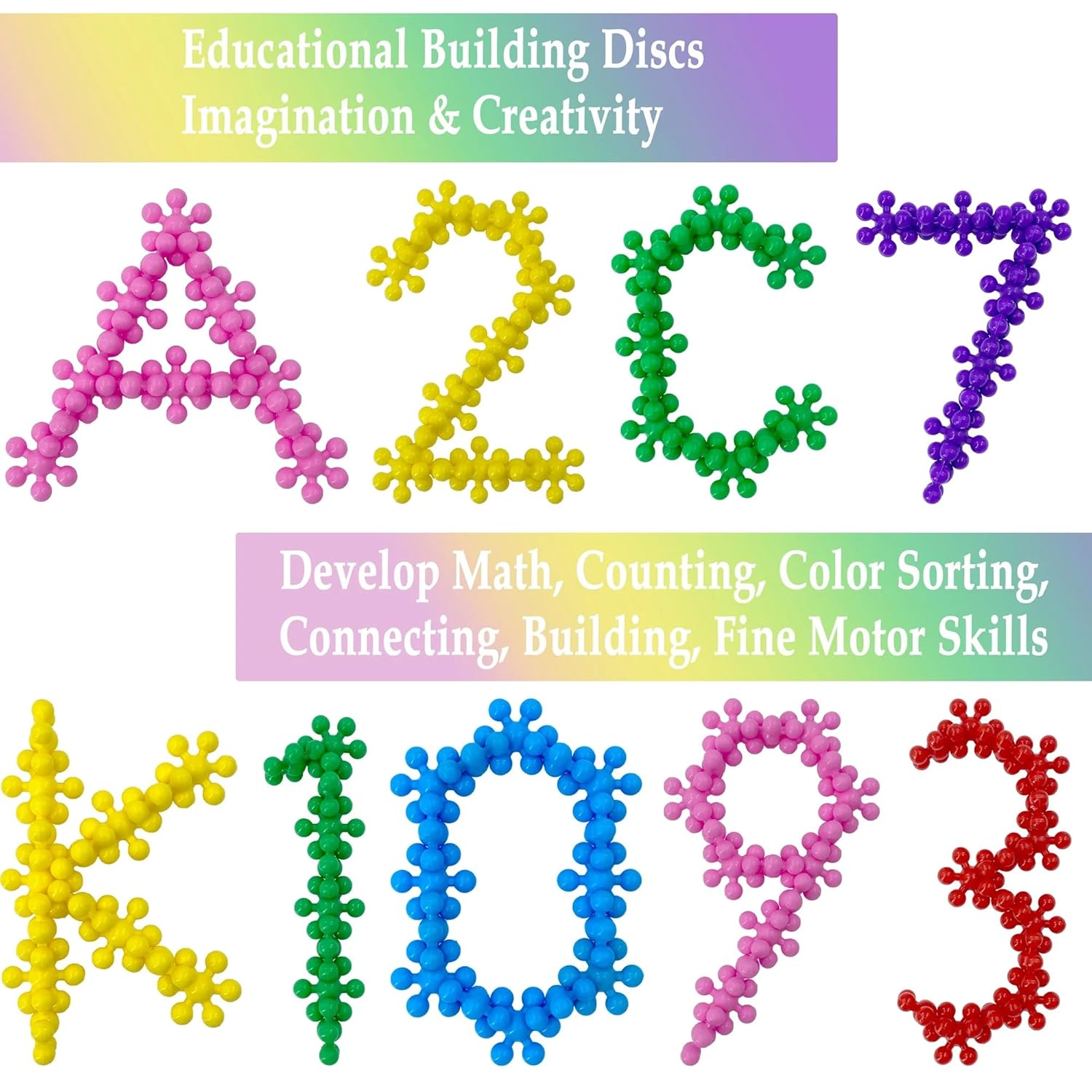 UCRAVO 25 Pcs Star Links Building Blocks Discs Set Interlocking Solid Plastic Building Blocks Set Stem Educational Toy for Kids Safe Learning Promotes Fine Motor Skills Sensory Development