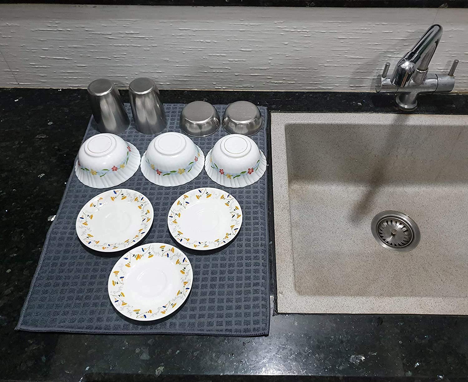 UCRAVO Microfiber Reversible Dish Drying Mat for Kitchen (Multicolor)…