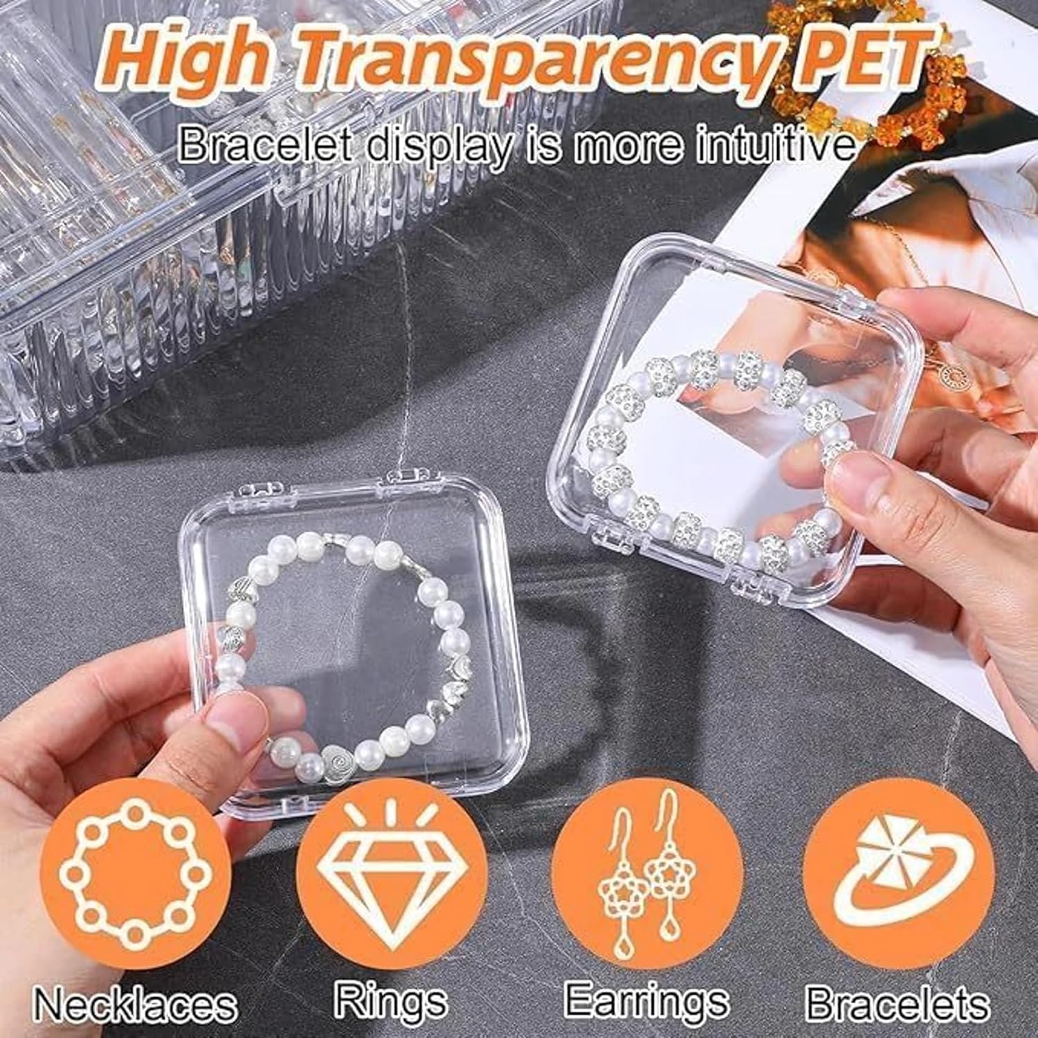 UCRAVO Jewelry Organizer Box Set with 10 Compartments Transparent Portable Storage Case for Earrings Rings,Necklaces, Bracelets, Bangle Organizer,Watch Anti-Oxidation Travel Jewellery Box for Women