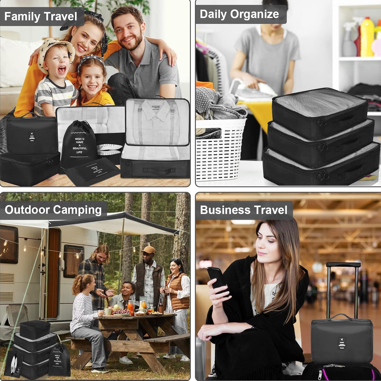 Ucravo Packing Cubes for Suitcases,7 Pcs Travel Luggage Organiser Bags,waterproof Packing Cubes for Backpack Suitcase,travel Essentials Bag Compression Storage Bags,travelling Accessories(grey)