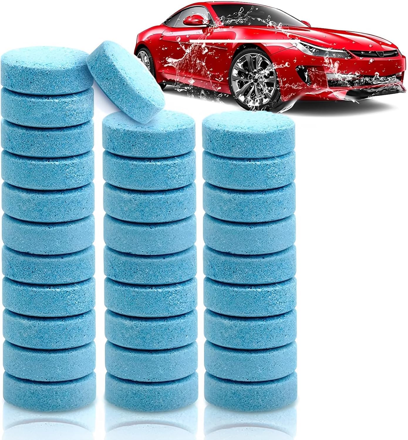 UCRAVO 30 Pcs Screenwash Tablets, Screen Wash Tablets, Screenwash, Screen Wash for Cars, Car Screenwash, Windscreen Washer Tablets, Concentrated Solid Tablets, Wiper Cleaning Tablets for Car Window