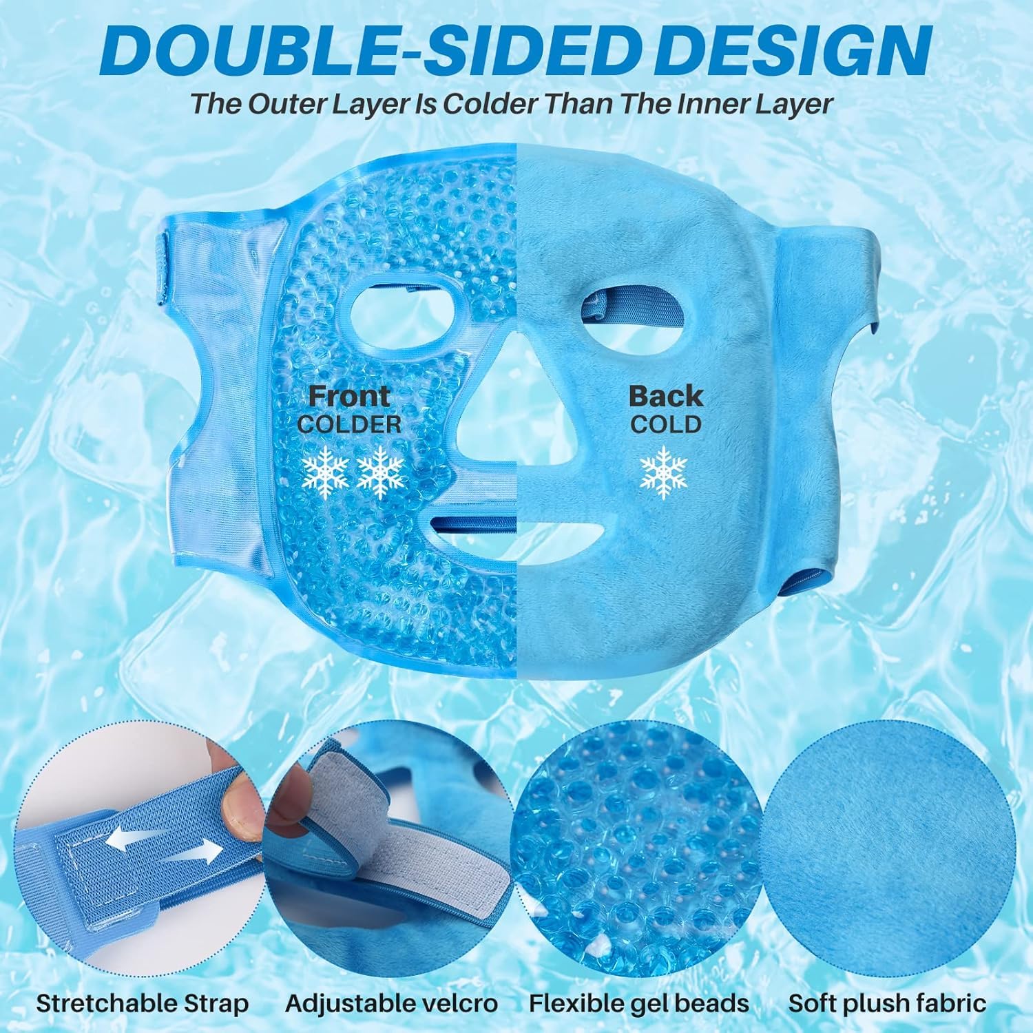UCRAVO Ice Face Mask Cold Face Eye Mask,Reduce Puffiness, Bags Under Eyes, Puffy Dark Circles,Face SPA for Woman Sleeping, Pressure, Headaches, Skin Care Gel Beads Hot Heat Cold Compress Pack