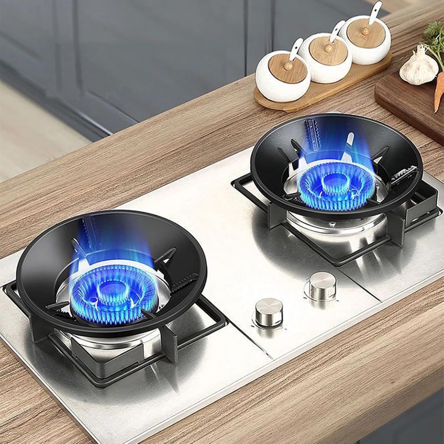 UCRAVO Silver 1Pcs Heavy Material Gas Stove Burner Stand Gas Chula Burner Gas Saver Jali Ring Fire & Windproof Energy Saving, Gas Chula Support Stand 4 Legs Supported For Indian Gas 0.7mm Thickness