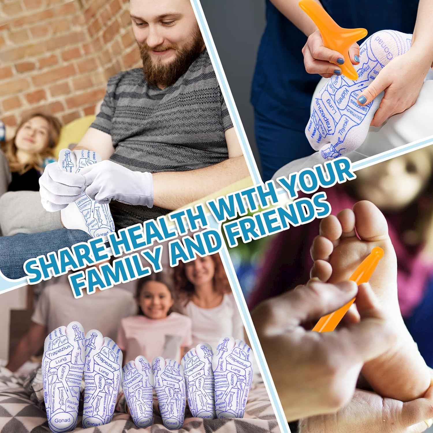 UCRAVO Reflexology Socks for Women with Trigger Point Massage Tool – Acupressure Foot Chart for Sole & Instep – Foot Pain Relief, Plantar Fasciitis, Stress & Circulation Aid – 1 Pair-Multicolor