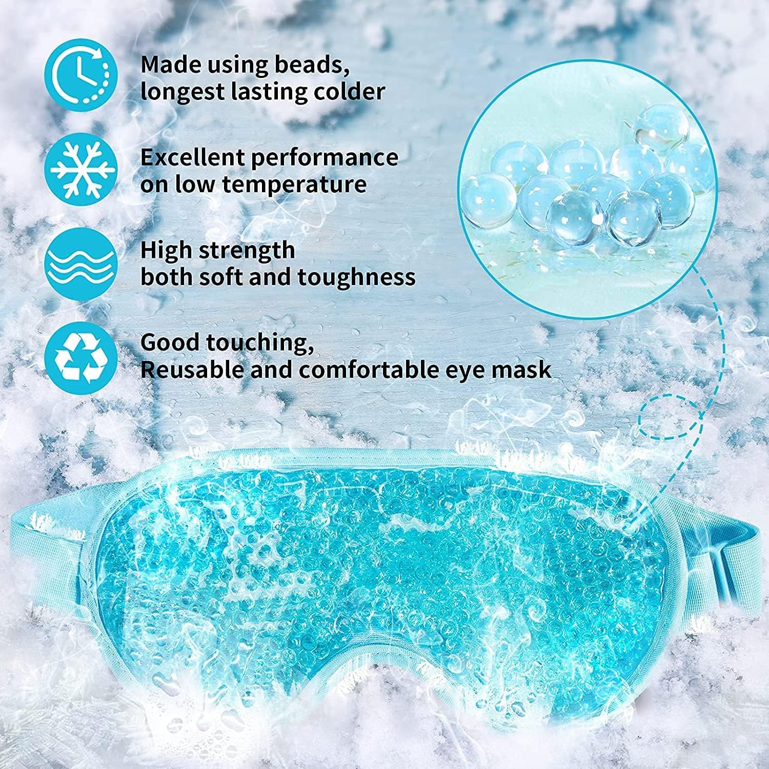 UCRAVO Cooling Eye Gel Mask for Dark Circles, Puffy Eyes, Dry Eyes, Pain Relief & Redness | Reusable Cold Compress Ice Eye Mask for Relaxation, Stress Relief, Eye Patches for Men & Women