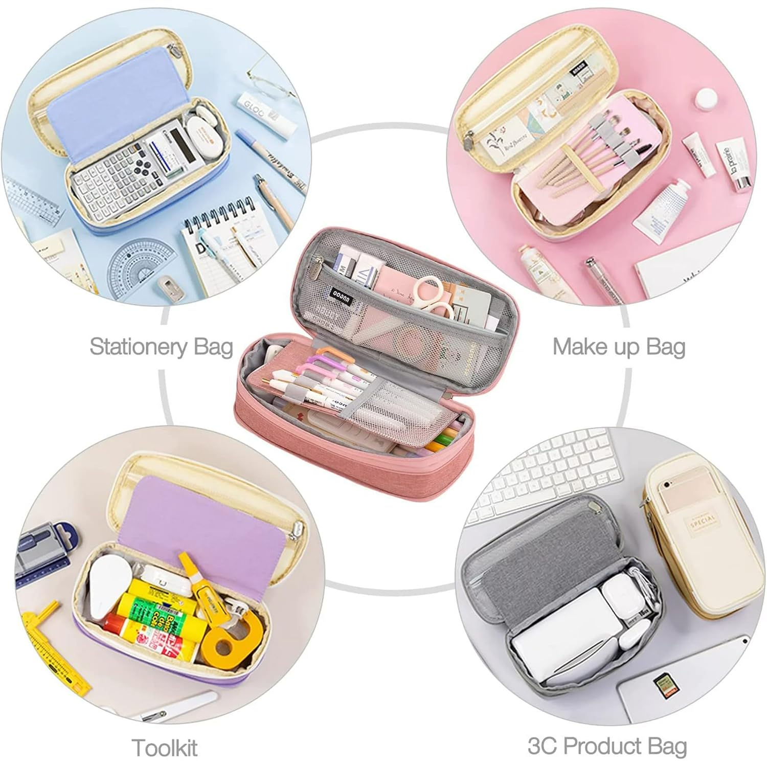 UCRAVO Simple Large-capacity Pencil Case Stationery Box Junior High School Student Girl Multi-functional Pencil Bag Pencil Case Student Zipper Pencil Case Portable Pencil Pouch Storage Bag