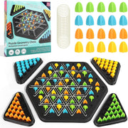 UCRAVO Chain Triangle Strategy Board Game, STEM Learning Geoboard Puzzle for Kids & Adults, Educational Brain Teaser Toy, 2-4 Players Family Fun Night Party Game