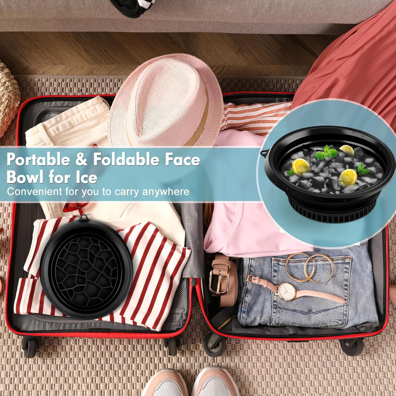 UCRAVO Ice Face Bowl for Skin Care Silicone Ice Facial Bowl with Ice Mold Cold Therapy Ice Bath for Face Icing Tool for Glowing Skin,Pore Tightening, Acne & Puffiness Home Facial Beauty Tool for Women & Men