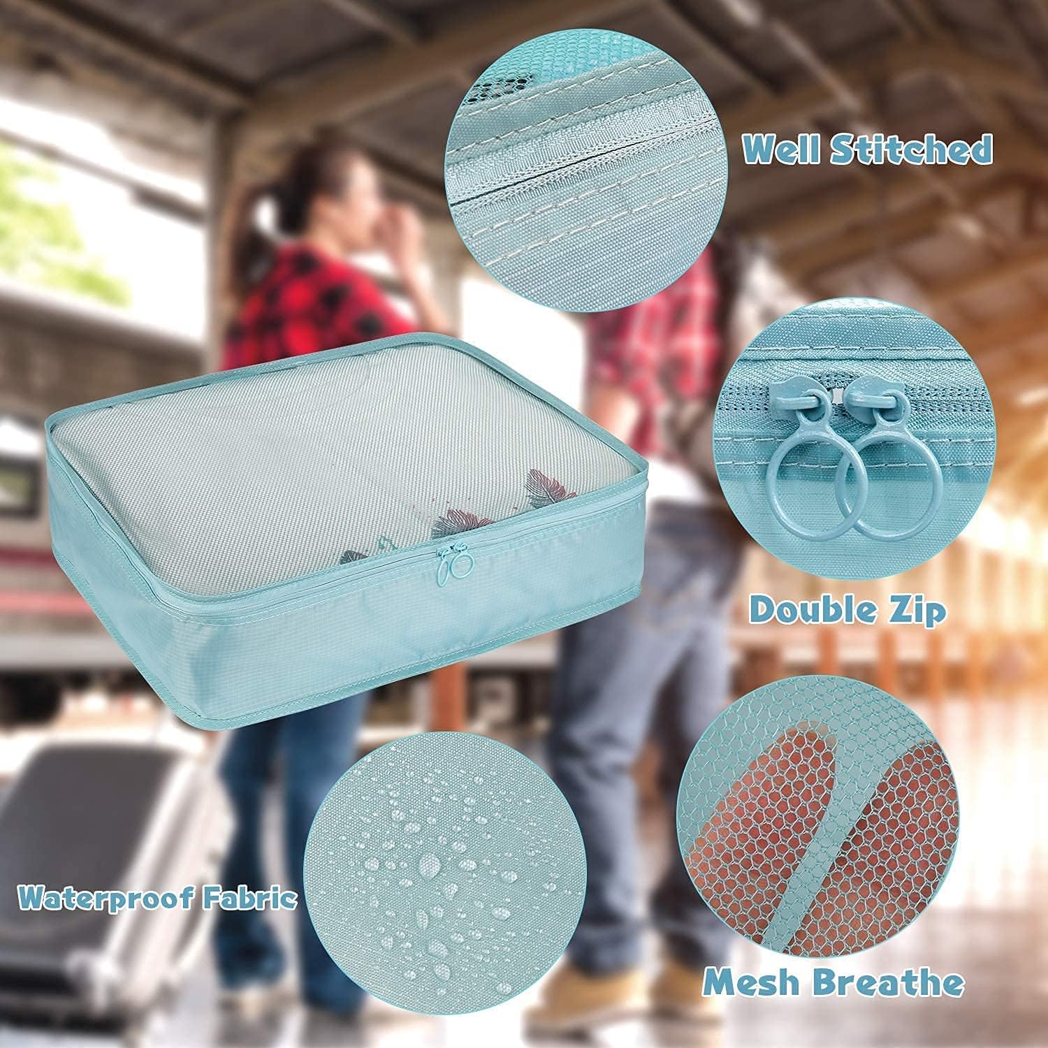 Ucravo Packing Cubes for Suitcases,7 Pcs Travel Luggage Organiser Bags,waterproof Packing Cubes for Backpack Suitcase,travel Essentials Bag Compression Storage Bags,travelling Accessories(grey)