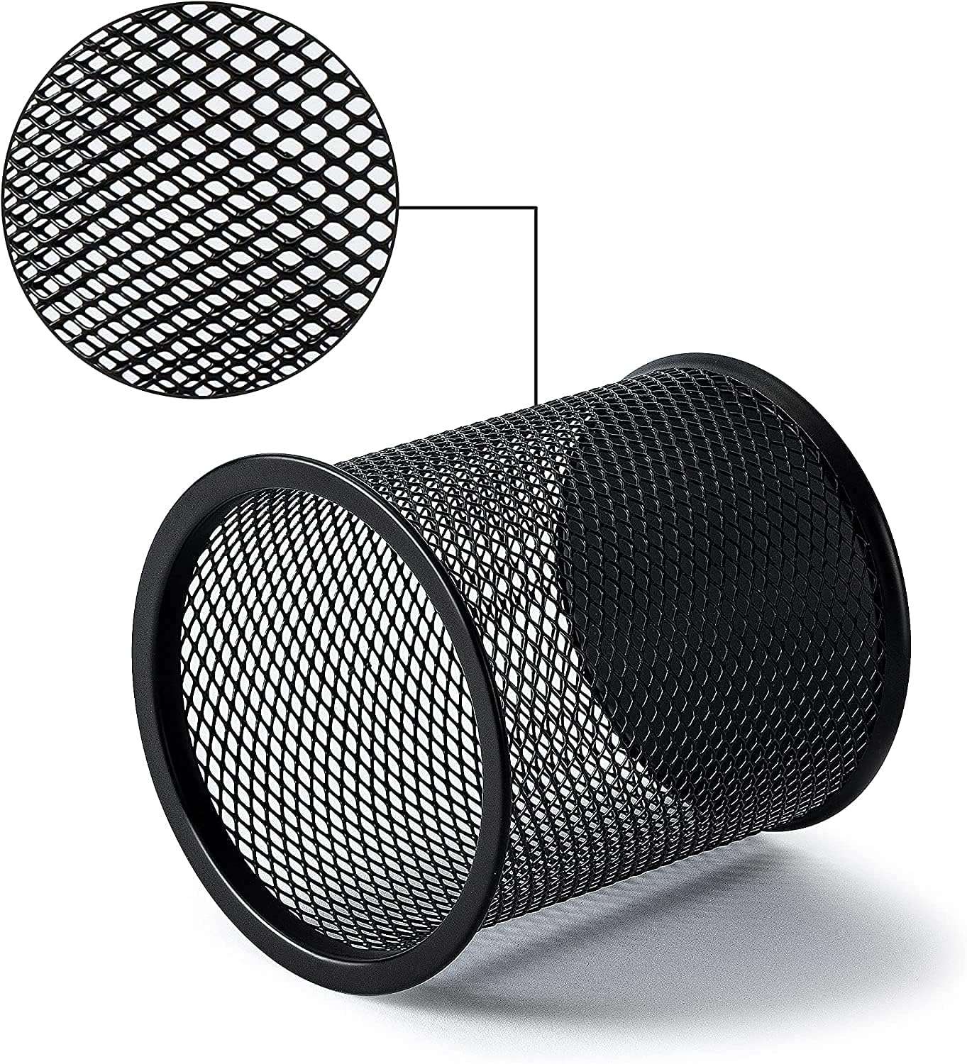 UCRAVO Black Round Mesh Pen Stand, Pencil Holder, Pen Organizer for Desk, Pen Cups, Stationary Storage Stand, Makeup Brush Holders, Pen, Pencil Holder for Office Home and Study Table