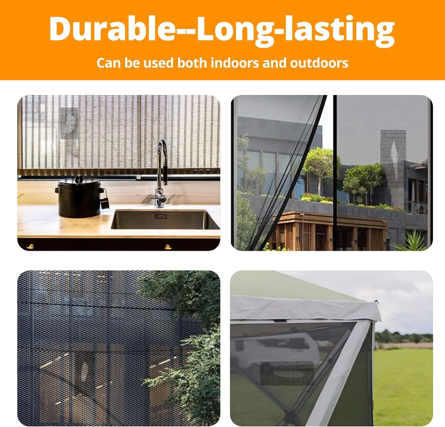 UCRAVO 5cmx200cm Window Screen Repair Tape, Fiberglass Screen Patch Repair Kit Mosquito Net Repair Tape, Self Adhesive Waterproof Mesh Screen for Window Door Screen, Mesh Tears Holes Repair, Black