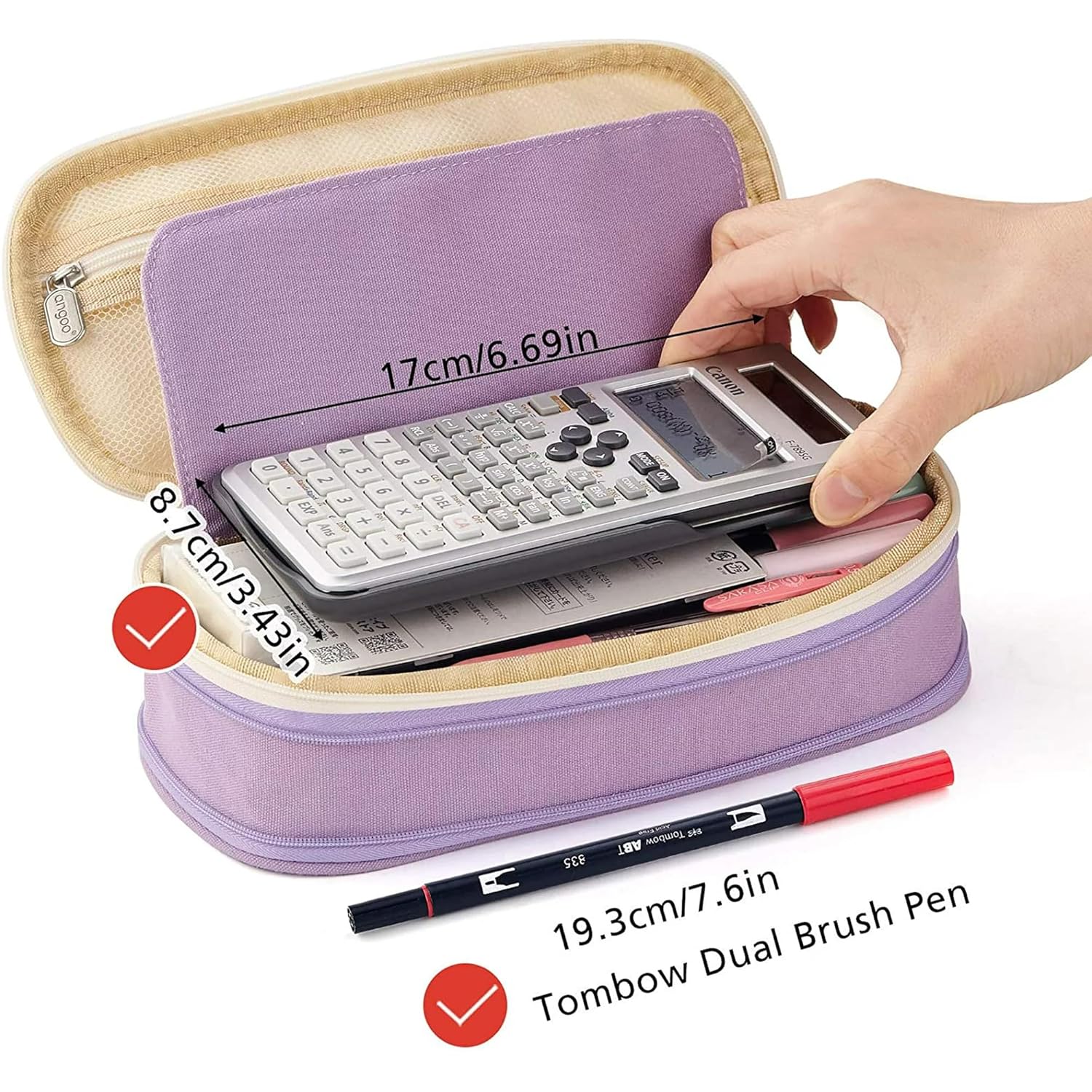 UCRAVO Simple Large-capacity Pencil Case Stationery Box Junior High School Student Girl Multi-functional Pencil Bag Pencil Case Student Zipper Pencil Case Portable Pencil Pouch Storage Bag