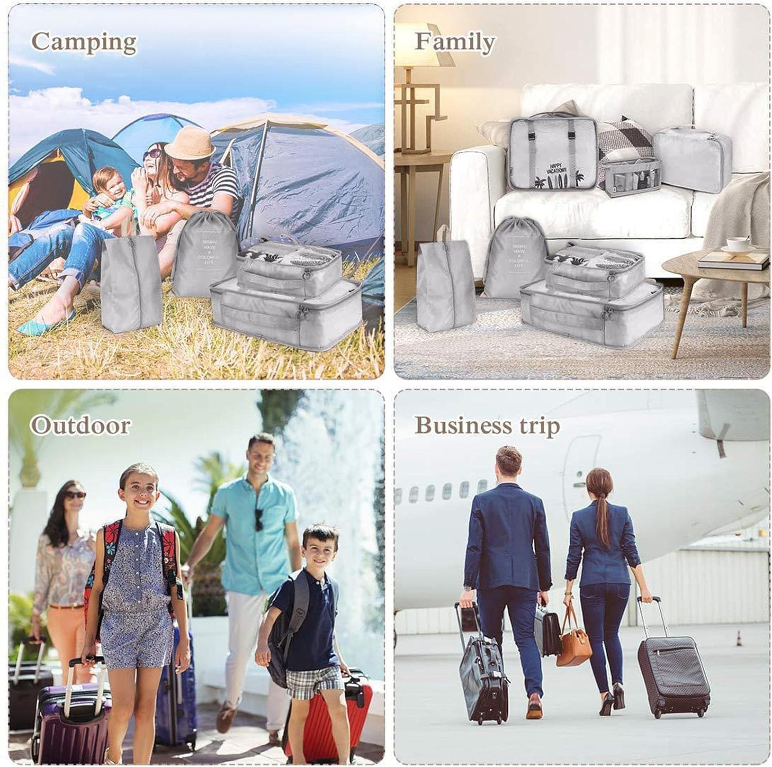 Ucravo Packing Cubes for Suitcases,7 Pcs Travel Luggage Organiser Bags,waterproof Packing Cubes for Backpack Suitcase,travel Essentials Bag Compression Storage Bags,travelling Accessories(grey)