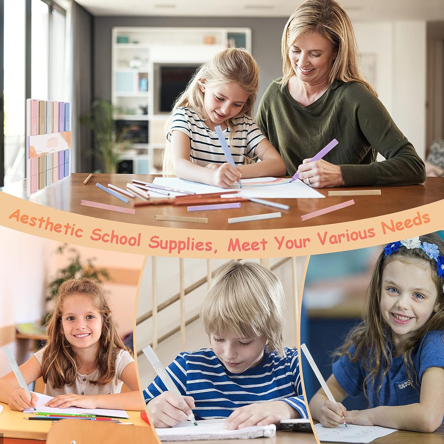 UCRAVO Pastel Highlighters Aesthetic School Supplies, 6Pcs Cute Highlighter with Mild Soft Chisel Tip, No Bleed Marker Pens for Bible Journal Planner Notes Office Arts Stationery…