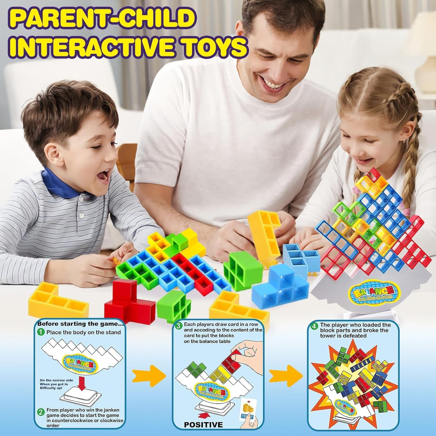 UCRAVO Tetra Tower Game, Tetris Balance Toy Tower, Creative Stacking Toy, Funny Stacking Blocks Balancing, Children's Building Blocks Balance Game for Boys and Girls from Years 3+