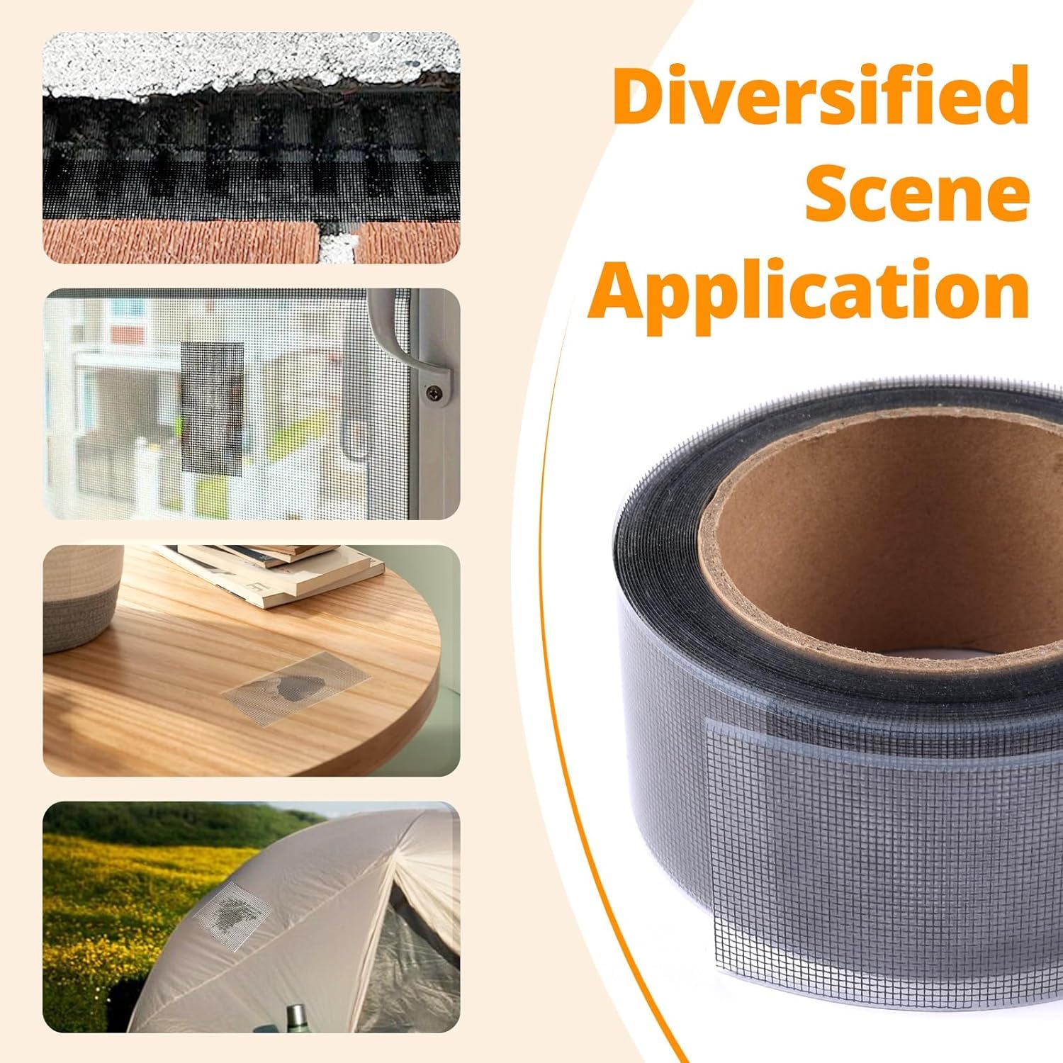 UCRAVO 5cmx200cm Window Screen Repair Tape, Fiberglass Screen Patch Repair Kit Mosquito Net Repair Tape, Self Adhesive Waterproof Mesh Screen for Window Door Screen, Mesh Tears Holes Repair, Black