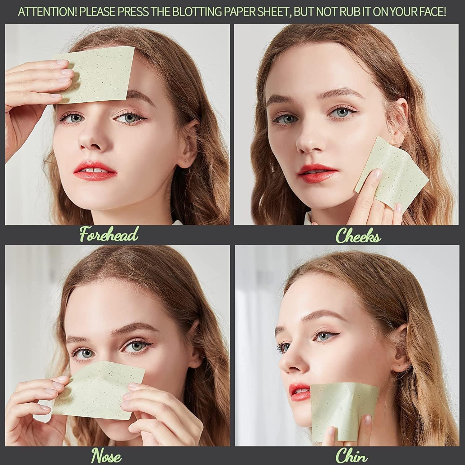 UCRAVO Green Tea Infused Premium Oil Blotting Sheets 100 Pcs Thick Facial Oil Absorbing Papers for Oily Skin Instant Shine Control, Acne & Pore Care Makeup Face Blotting Paper with Portable Dispenser