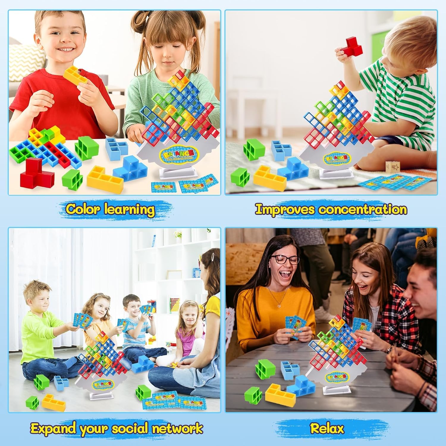 UCRAVO Tetra Tower Game, Tetris Balance Toy Tower, Creative Stacking Toy, Funny Stacking Blocks Balancing, Children's Building Blocks Balance Game for Boys and Girls from Years 3+