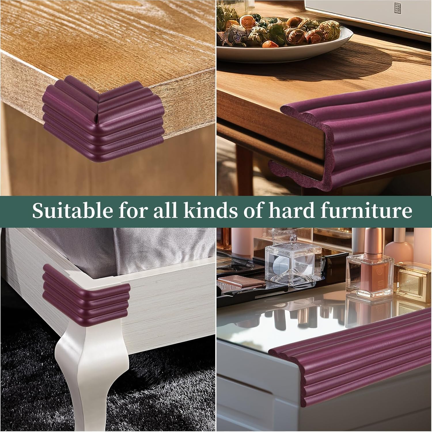 UCRAVO 8 pcs Brown Baby Safety Table Corner Protectors, Furniture Corner and Edge Safety Bumpers, Soft Rubber Foam Cushion Covers, 3M Taped Corner Guards, Baby Child Proofing Pads Rubber Corners