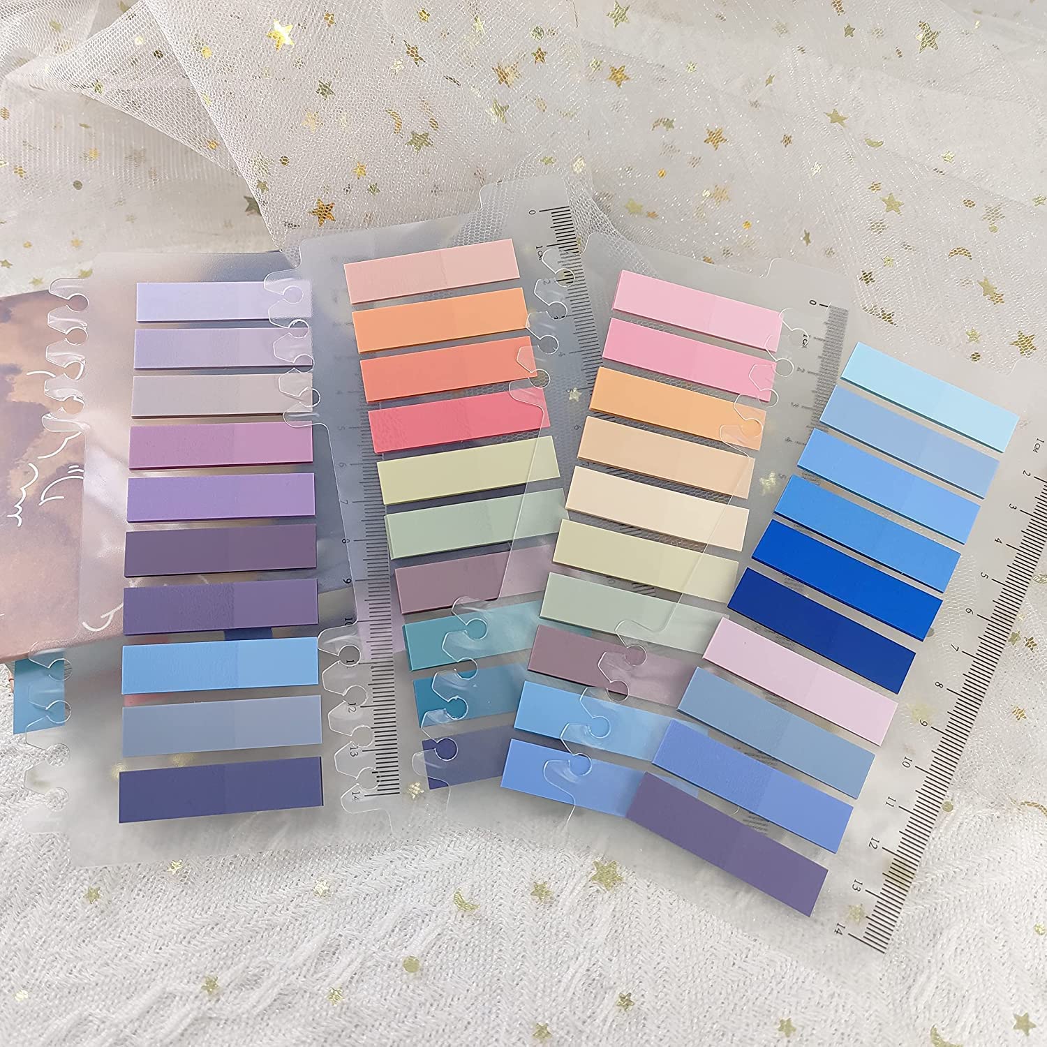 UCRAVO Sticky Tabs Transparent Sticky Notes Writable and Multifunctional Tabs with Ruler Reminder Tabs for Page Markers or Book Reading Notes Sorting Files,Self-Stick Notes (2)