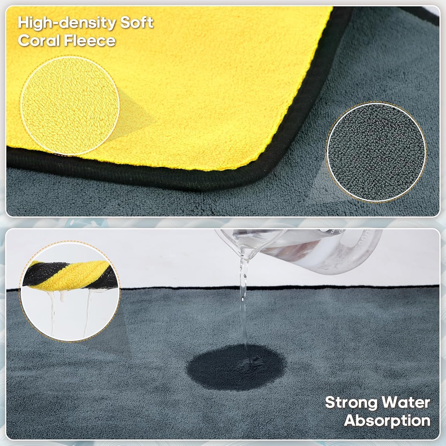 UCRAVO 3pcs (30cm x 30 cm) Car Accessices Microfiber Cleaning Cloth, Extra Thick Microfiber Towel Absorbent Dust Cloths, Multi-Purpose Cloths for Car, Bike Cleaning, Household Cleaning