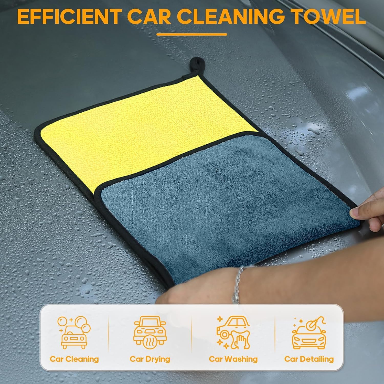 UCRAVO 3pcs (30cm x 30 cm) Car Accessices Microfiber Cleaning Cloth, Extra Thick Microfiber Towel Absorbent Dust Cloths, Multi-Purpose Cloths for Car, Bike Cleaning, Household Cleaning