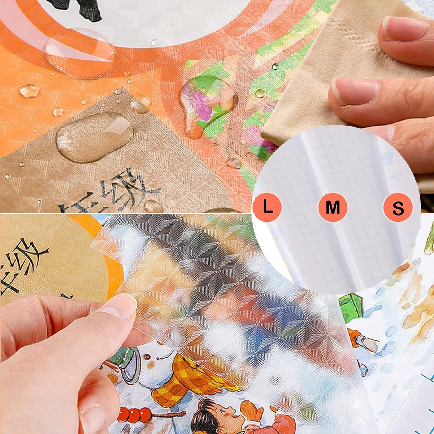 UCRAVO 30pcs Book Covers Waterproof Plastic Transparent Paper Sticker Book Cover for Textbooks Biding Cover Protective Thick Sticky Cover for Students School Office Self-Adhesive (3 Different Size)