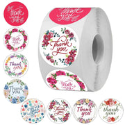 Thank You Stickers Roll | 500 Pieces self-Adhesive Round Multi Designs Thank You Sticker for Box Gift Customized Packing and Business Vegetable Salad Sealed Packaging Label Sticker roll