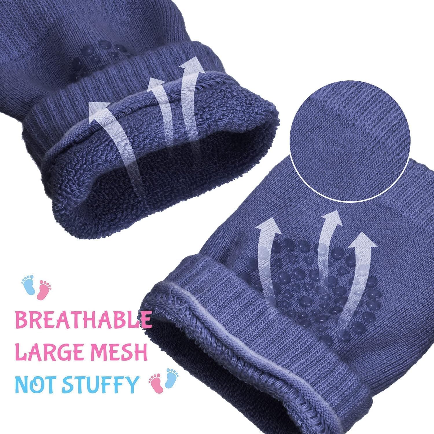 UCRAVO Set of 2 Pairs Baby Knee Pads for Crawling, Anti-Slip Padded Stretchable Elastic Cotton Soft Breathable Comfortable Knee Safety Protector Cushion Infant Toddlers Baby Crawling Pad - Multicolor