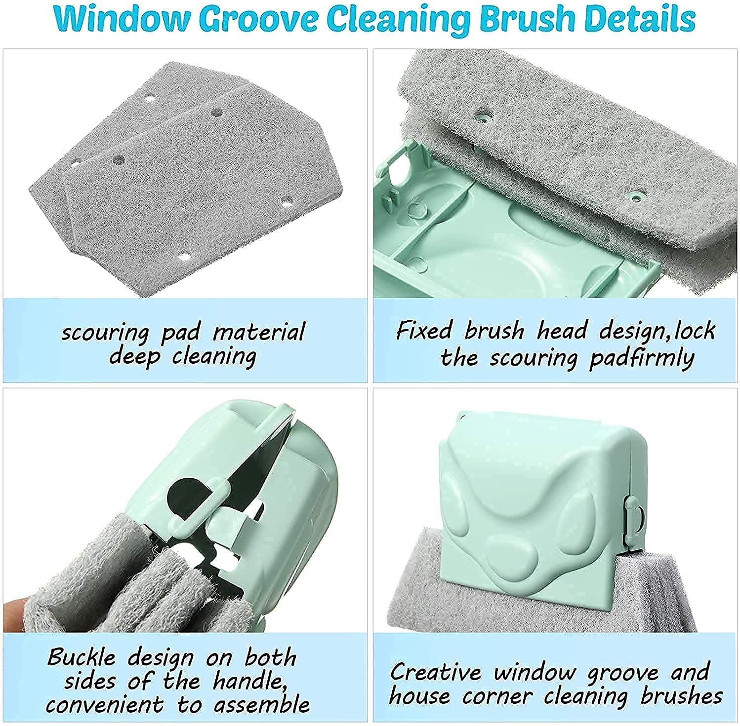 UCRAVO 2 in 1 Multifunctional Groove Cleaning Brush with Scraper – Window Track Cleaning Tool, Keyboard Brush, Kitchen Slit Cleaner, Door Gap Dust Remover for Household Cleaning