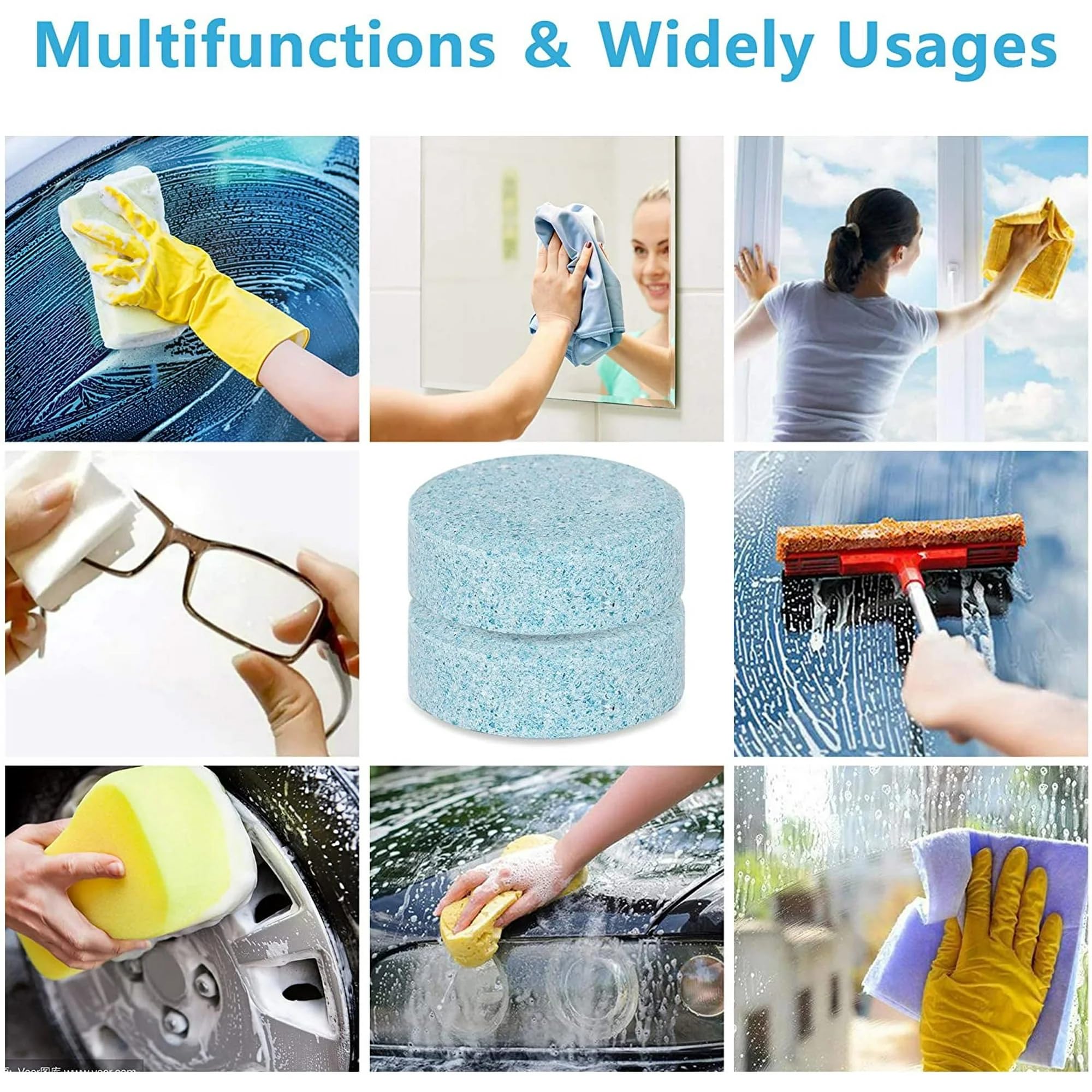 UCRAVO 30 Pcs Screenwash Tablets, Screen Wash Tablets, Screenwash, Screen Wash for Cars, Car Screenwash, Windscreen Washer Tablets, Concentrated Solid Tablets, Wiper Cleaning Tablets for Car Window