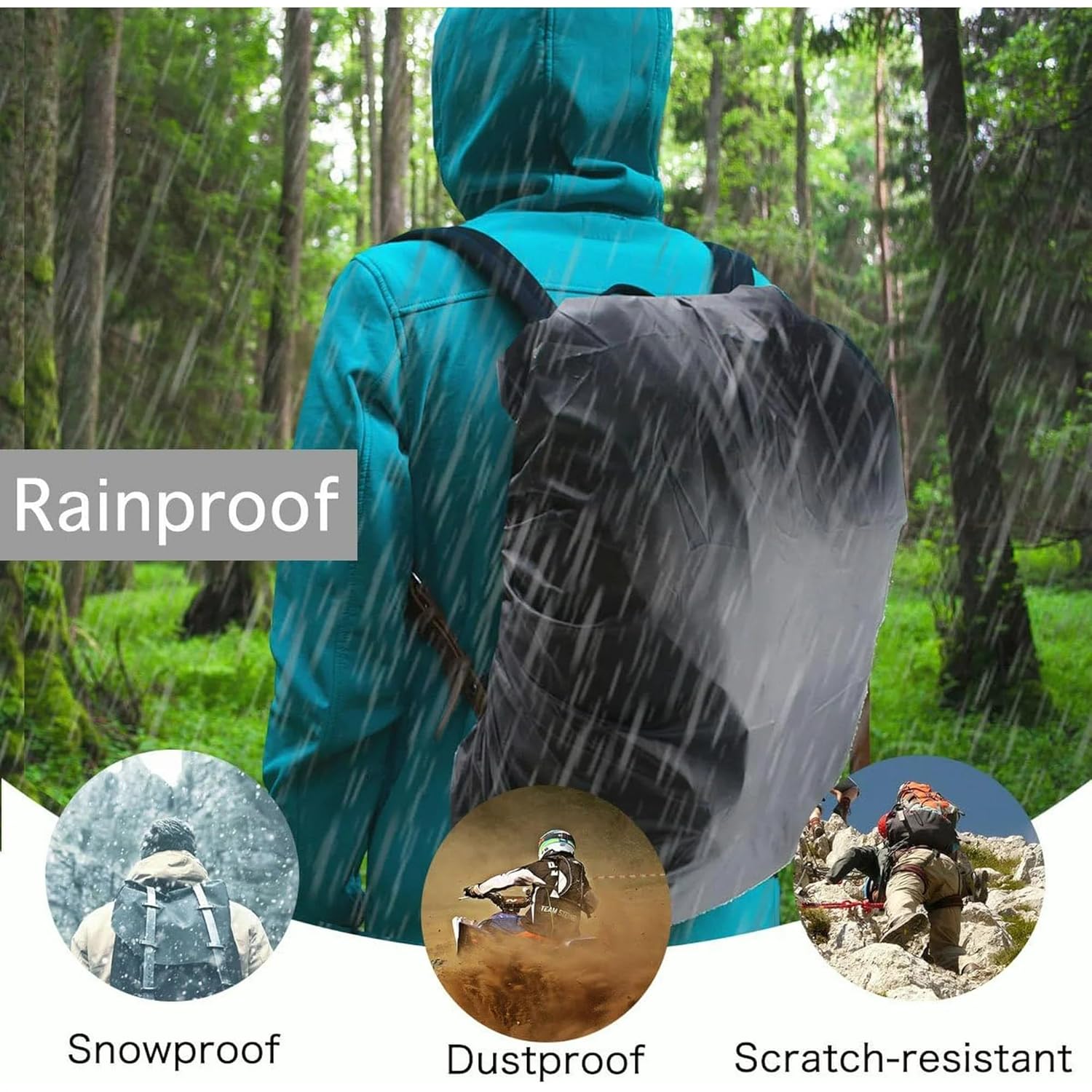 UCRAVO Waterproof Backpack Rain Cover with Adjustable Anti Slip Buckle Strap & Sliver Coating Reinforced Inner Layer for Camping, Hiking, Traveling, Hunting, Biking and More