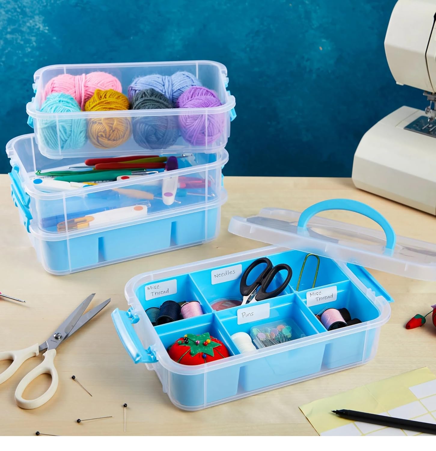 UCRAVO 4-tier Multi-Compartment Craft Storage Organizer Box with Dividers - Perfect for Art, Beads, Sewing Supplies, and Jewelry Making - Plastic Container - Ideal Hobby Organizer (MultiColor)