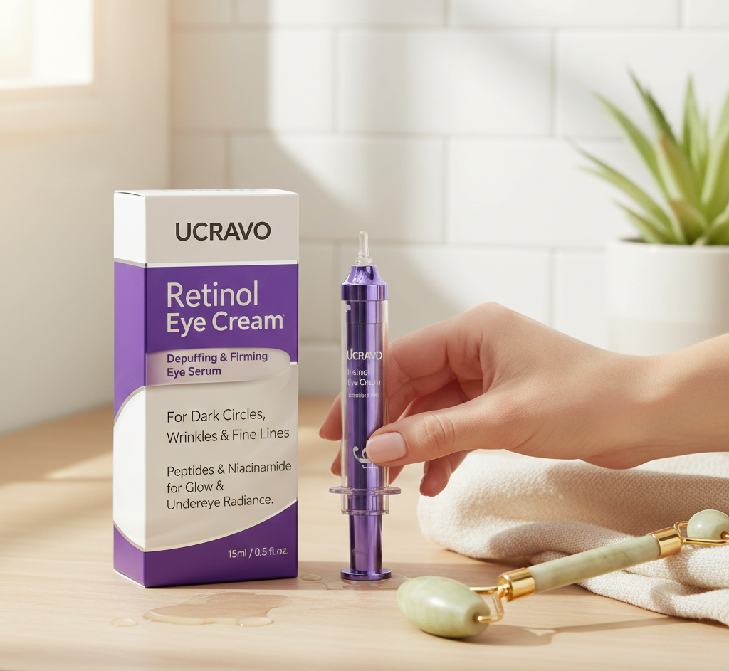 UCRAVO No.9 NAD+ Retinol Eye Cream, Depuffing & Firming Eye Serum for Dark Circles, Wrinkles & Fine Lines, Peptides & Niacinamide for Glow & Undereye Radiance, Stocking Stuffers