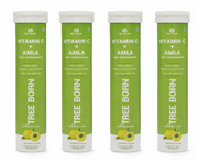 TREE BORN Vitamin C - Amla Extract + Zinc for Immunity | Helps to Boost Collagen for Healthy Skin, Hair &amp; Nails | Orange Flavour- Pack of 4 (80 tablets)