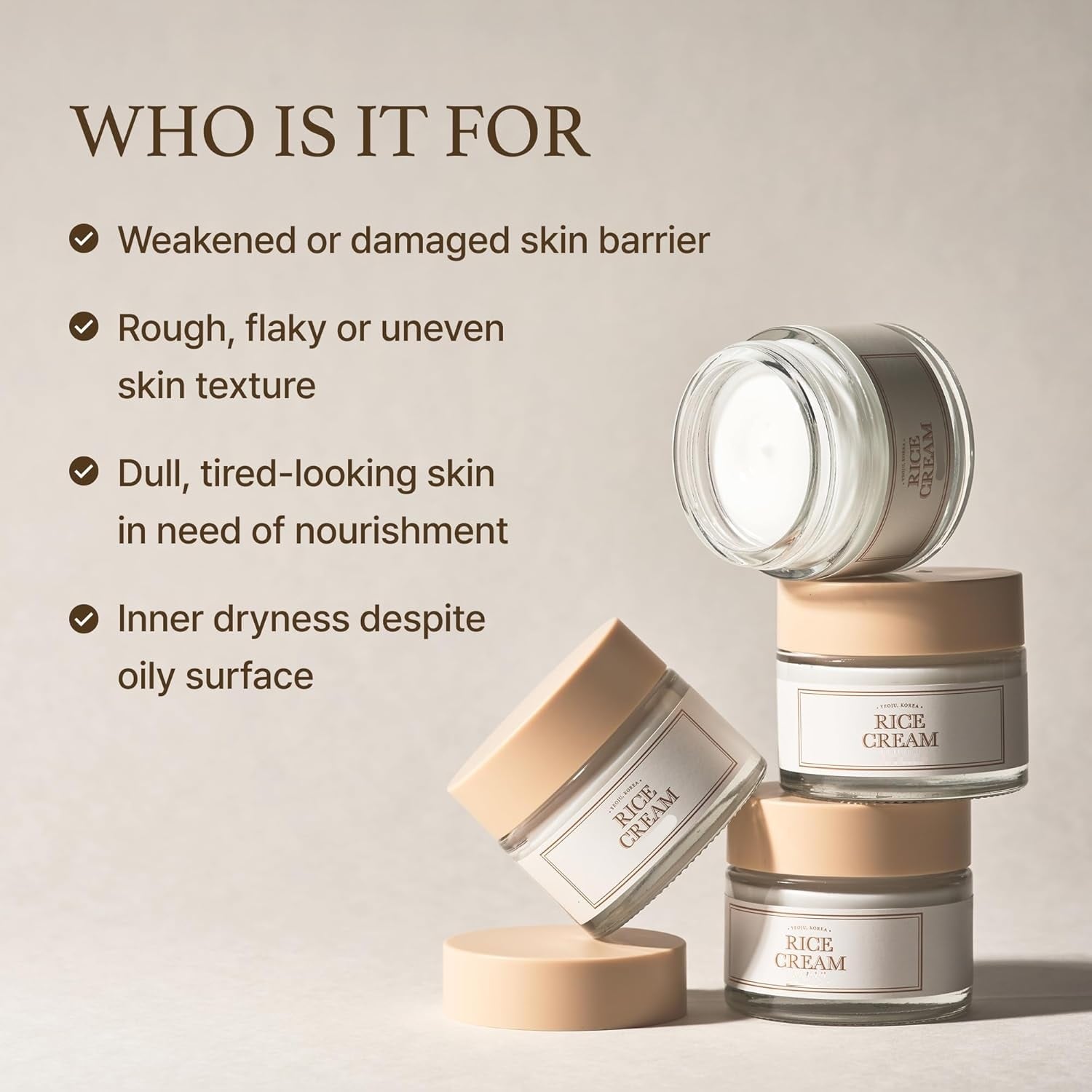 UCRAVO Rice Cream 1.76 Ounce, Rice Bran Essence with Ceramide, Glowing Look, Improves Moisture Skin Barrier, Deep Nourishment, Smooths and Evens Skin Tone, K-Beauty