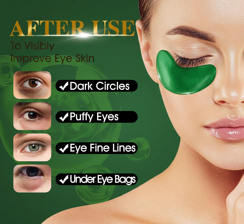 UCRAVO Seaweed Hydrating Eye Mask – Under Eye Patches with Marine Algae, Hyaluronic Acid & Collagen – Dark Circle Remover, Puffy Eye & Wrinkle Treatment – Cooling Moisturizing Eye Gel Pads for Men & Women