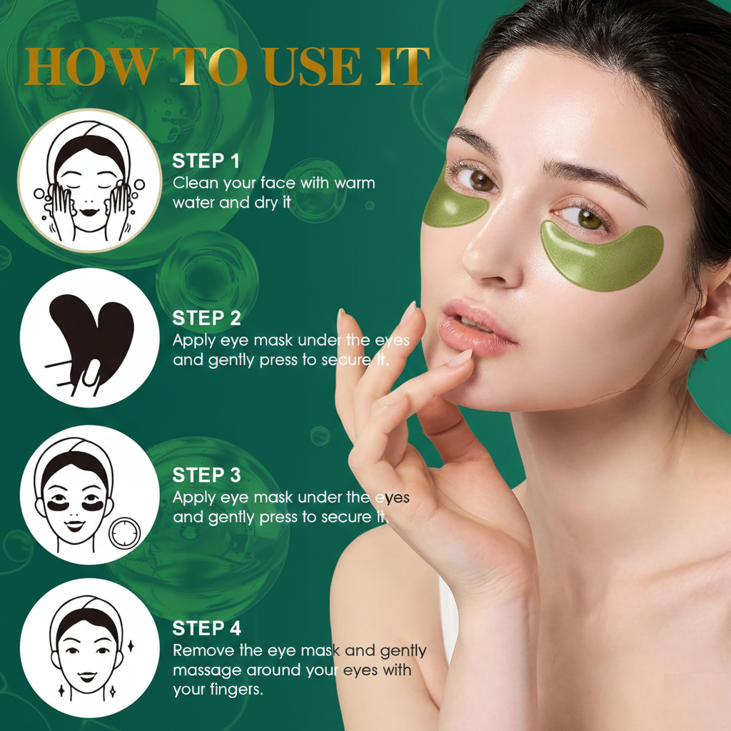 UCRAVO Seaweed Hydrating Eye Mask – Under Eye Patches with Marine Algae, Hyaluronic Acid & Collagen – Dark Circle Remover, Puffy Eye & Wrinkle Treatment – Cooling Moisturizing Eye Gel Pads for Men & Women