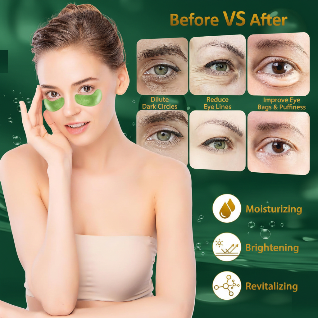 UCRAVO Seaweed Hydrating Eye Mask – Under Eye Patches with Marine Algae, Hyaluronic Acid & Collagen – Dark Circle Remover, Puffy Eye & Wrinkle Treatment – Cooling Moisturizing Eye Gel Pads for Men & Women