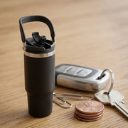 UCRAVO 900 ML Tumbler with Handle and Straw Lid Double Insulated Cup, vacuume Insulated Stainless Steel Tumblers for Hot & Cold Drink 100% Leakproof Tumbler with Handle for Gym,Travel (Black)