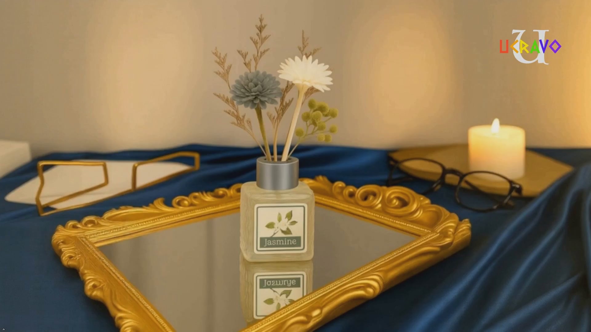 Load video: UCRAVO Lavender &amp; Jasmine Reed Diffuser Combo Set for Home | Long Lasting Aroma Diffuser Sticks | Room Freshener for Bedroom, Living Room, Bathroom &amp; Office | Decorative Home Fragrance Gift Pack